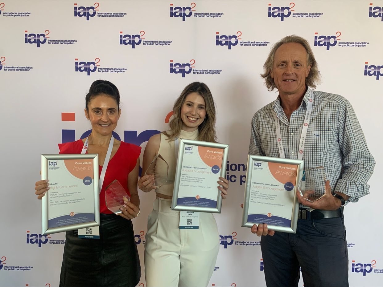 BROOKS Community Engagement wins 2 awards at the 2023 IAP2 Core Value Awards